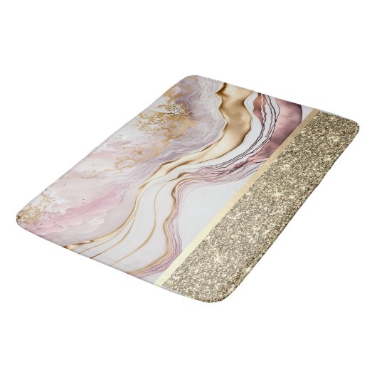 Elegant stijlvol goud glitter glanzend roze marmer badmat (Gekanteld)