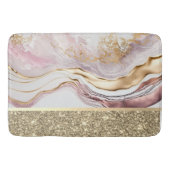 Elegant stijlvol goud glitter glanzend roze marmer badmat (Voorkant)