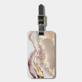 Elegant Stijlvol Goud Glitter Roze Marmeren Monogr Bagagelabel (Voorkant verticaal)