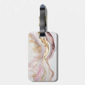 Elegant Stijlvol Goud Glitter Roze Marmeren Monogr Bagagelabel (Achterkant verticaal)