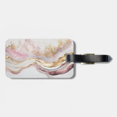 Elegant Stijlvol Goud Glitter Roze Marmeren Monogr Bagagelabel (Achterkant horizontaal)
