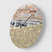 Elegant stijlvol goud Glitter Shiny Marble Stone Grote Klok (Hoek)