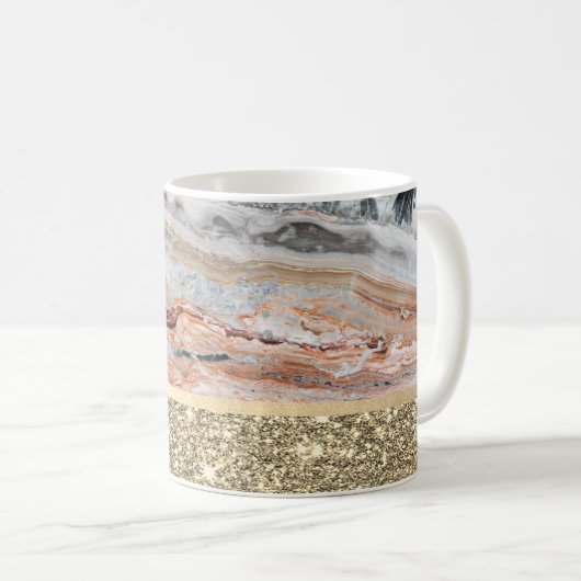 Elegant stijlvol goud Glitter Shiny Marble Stone Koffiemok (Voorkant rechts)