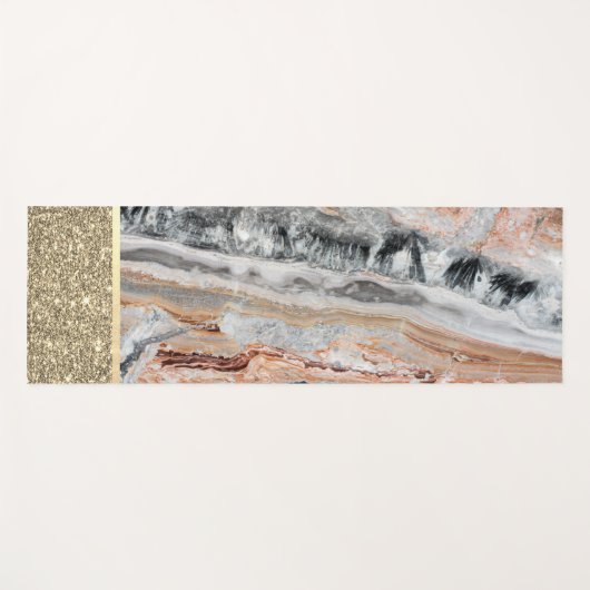 Elegant stijlvol goud Glitter Shiny Marble Stone Yogamat (Voorkant (horizontaal))