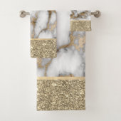 Elegant stijlvol goud Glitter Shiny White Marble Bad Handdoek (Insitu)