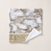 Elegant stijlvol goud Glitter Shiny White Marble Bad Handdoek (Wasdoekje)
