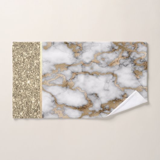 Elegant stijlvol goud Glitter Shiny White Marble Bad Handdoek (Handdoek)