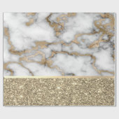Elegant stijlvol goud Glitter Shiny White Marble Cadeaupapier (Vlak)