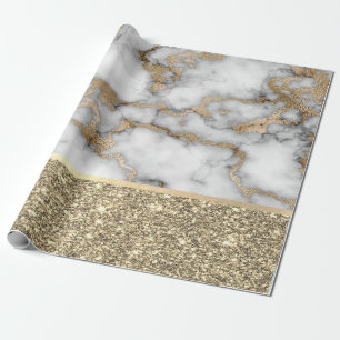 Elegant stijlvol goud Glitter Shiny White Marble Cadeaupapier