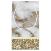 Elegant stijlvol goud Glitter Shiny White Marble Klein Cadeauzakje (Achterkant)