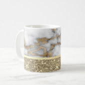 Elegant stijlvol goud Glitter Shiny White Marble Koffiemok (Voorkant links)