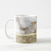 Elegant stijlvol goud Glitter Shiny White Marble Koffiemok (Links)