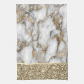 Elegant stijlvol goud Glitter Shiny White Marble Theedoek (Verticaal)