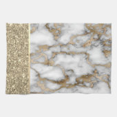Elegant stijlvol goud Glitter Shiny White Marble Theedoek (Horizontaal)