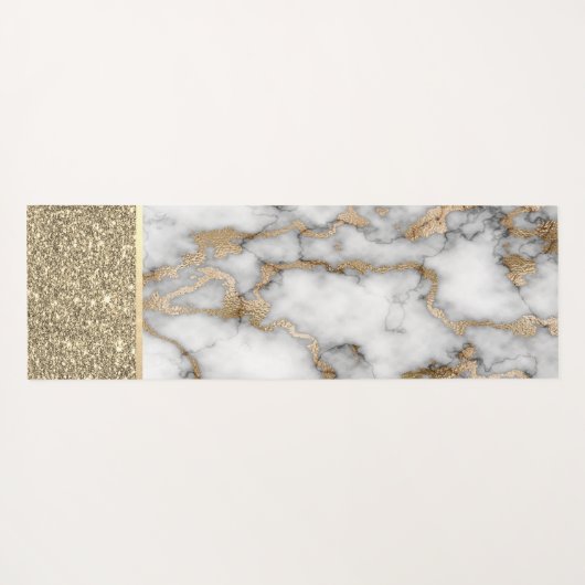 Elegant stijlvol goud Glitter Shiny White Marble Yogamat (Achterkant (horizontaal))