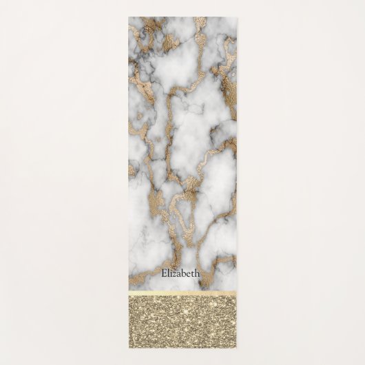 Elegant stijlvol goud Glitter Shiny White Marble Yogamat (Voorkant)