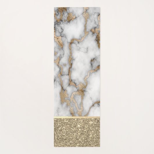 Elegant stijlvol goud Glitter Shiny White Marble Yogamat (Achterkant)
