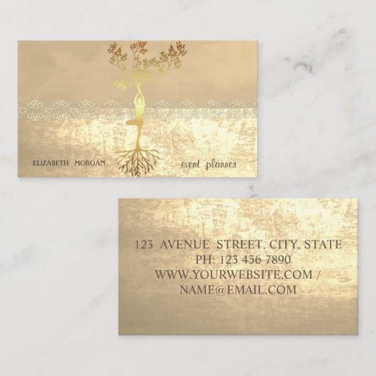 Elegant stijlvol goud, kant-en-omhulsel Silhouette Visitekaartje (Voorkant / Achterkant)