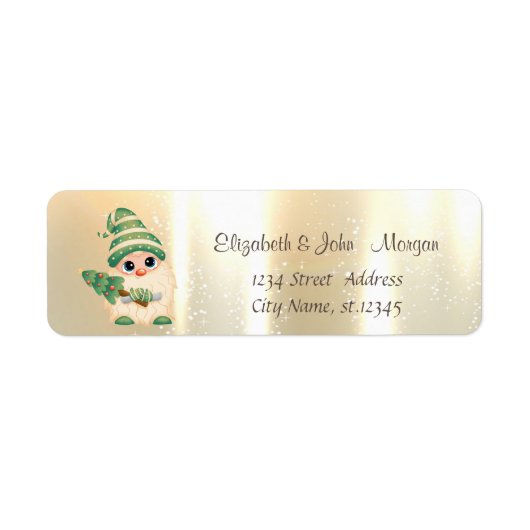 Elegant, stijlvol goud noords gnome, pine boom etiket (Voorkant)