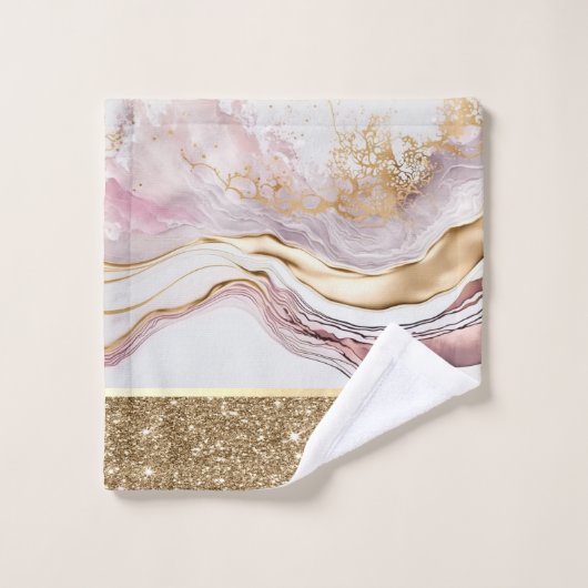 Elegant Stijlvol Goud Roze Marmer Bad Handdoek (Wasdoekje)