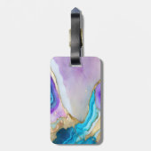 Elegant Stijlvol Goud Violet Blauw Marmer Monogram Bagagelabel (Achterkant verticaal)