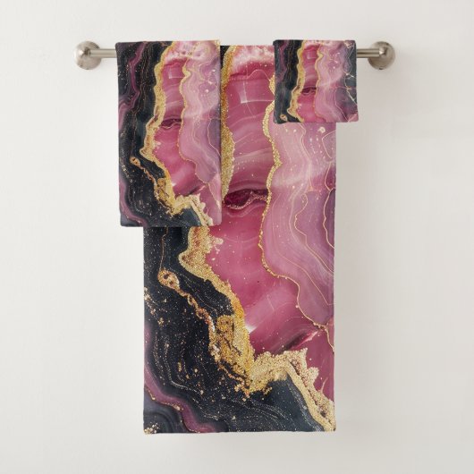 Elegant Stijlvol Gouden Glitter Zwart Bourgogne Ma Bad Handdoek (Insitu)