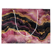 Elegant Stijlvol Gouden Glitter Zwart Bourgogne Ma Groot Cadeauzakje (Achterkant)