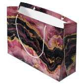 Elegant Stijlvol Gouden Glitter Zwart Bourgogne Ma Groot Cadeauzakje (Achterkant Gekanteld)