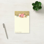 Elegant Stijlvol, Gouden Glitters, Bloemen Post-it® Notes (Kantoor)
