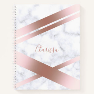 Elegant, stijlvol, gouden roos witte marmer notitieboek