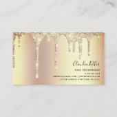 Elegant stijlvol goudglitter druppelt spijkers visitekaartje (Achterkant)