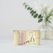 Elegant stijlvol goudglitter druppelt spijkers visitekaartje (Staand voorkant)