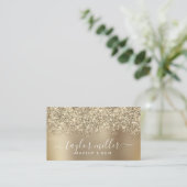 Elegant stijlvol goudglitter make-up en haar visitekaartje (Staand voorkant)