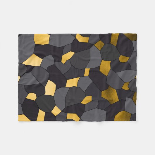 Elegant stijlvol goudgrijs en zwart mozaïek fleece deken (Voorkant (Horizontaal))