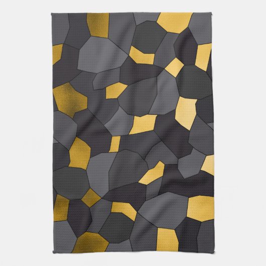 Elegant stijlvol goudgrijs en zwart mozaïek theedoek (Verticaal)