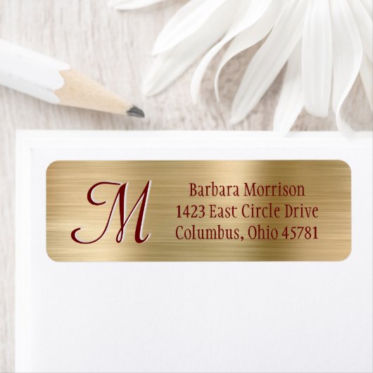 Elegant stijlvol goudrood monogram Eigen logo Etiket (Insitu)