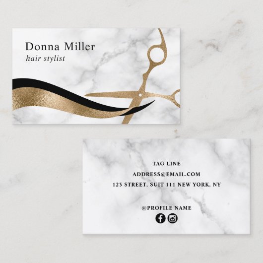 Elegant stijlvol goudschaar visitekaartje (Voorkant / Achterkant)