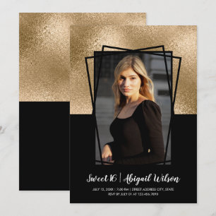 Elegant stijlvol goudzwart, zestien jaar oud kaart