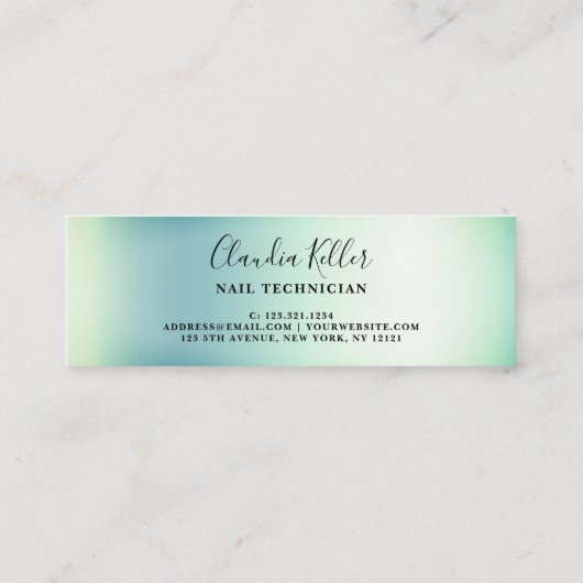 Elegant, stijlvol, groen gekleurd glitter druppelt mini visitekaartje (Achterkant)