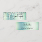 Elegant, stijlvol, groen gekleurd glitter druppelt mini visitekaartje (Voorkant / Achterkant)