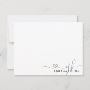 Elegant stijlvol hartscript 2-monogram Initiaal Notitiekaartje