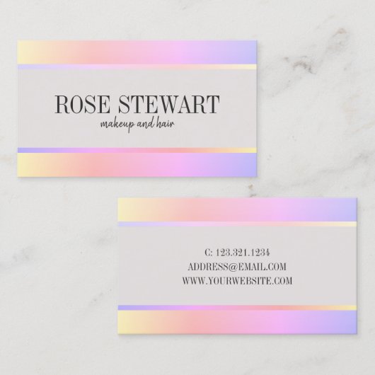 Elegant, stijlvol holografisch en haarfijn visitekaartje (Voorkant / Achterkant)