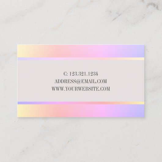 Elegant, stijlvol holografisch en haarfijn visitekaartje (Achterkant)
