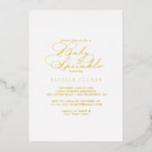 Elegant stijlvol kalligrafie-Baby Sprinkle Gold Folie Uitnodiging (Voorkant)