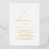 Elegant stijlvol kalligrafie Baptisme Gold Folie Uitnodiging (Voorkant)