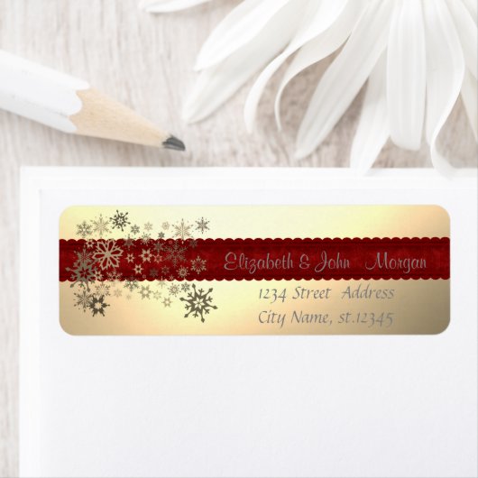 Elegant Stijlvol, Kerstmis, Faux Gold, Snowflakes Etiket (Insitu)