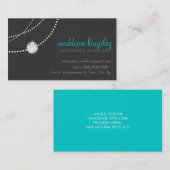 Elegant stijlvol ketting solitaire grijs aqua blau visitekaartje (Voorkant / Achterkant)
