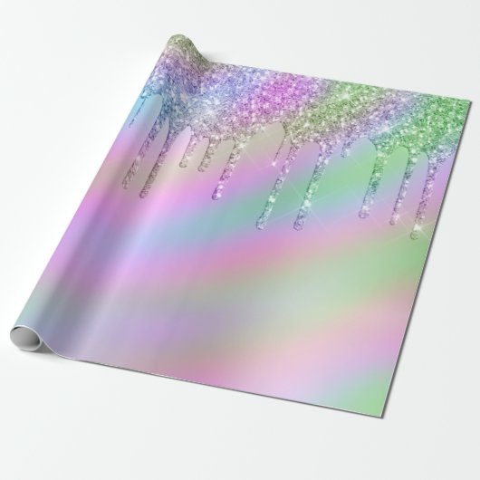 Elegant stijlvol, kleurrijk holografisch glitter d cadeaupapier (Uitgerold)