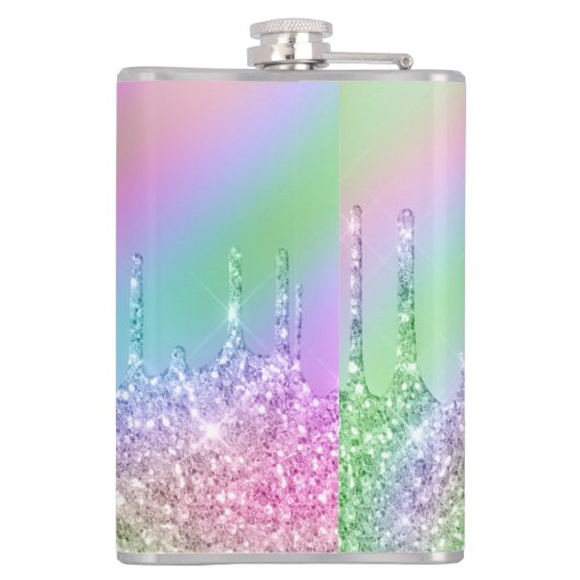 Elegant stijlvol, kleurrijk holografisch glitter d heupfles (Achterkant)