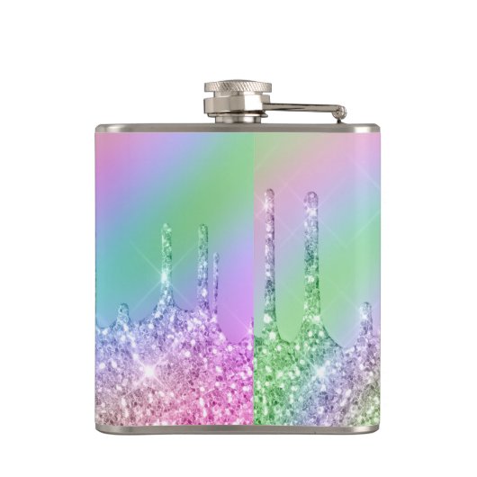 Elegant stijlvol, kleurrijk holografisch glitter d heupfles (Achterkant)